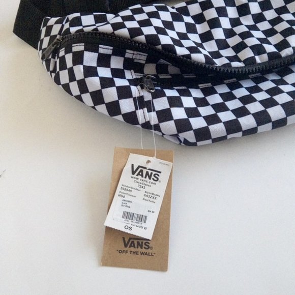 New Vans Ward Black White Checkered Crossbody Fanny Pack Bum Belt Waist Bag - Picture 9 of 17